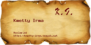 Kmetty Irma névjegykártya